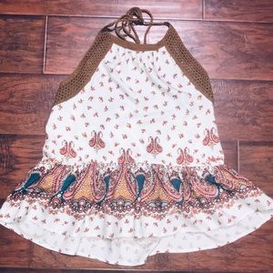 Lovestitch Tied Halter Paisley Surplice Top